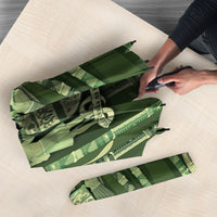 Personalised Fiji Language Week Sugarcane Masi Umbrella Green Tapa Tribal Pattern