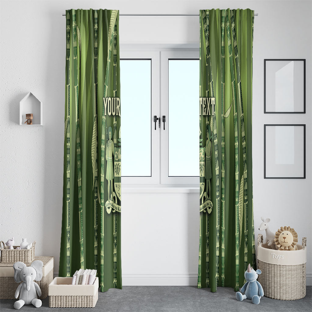 Personalised Fiji Language Week Sugarcane Masi Window Curtain Green Tapa Tribal Pattern