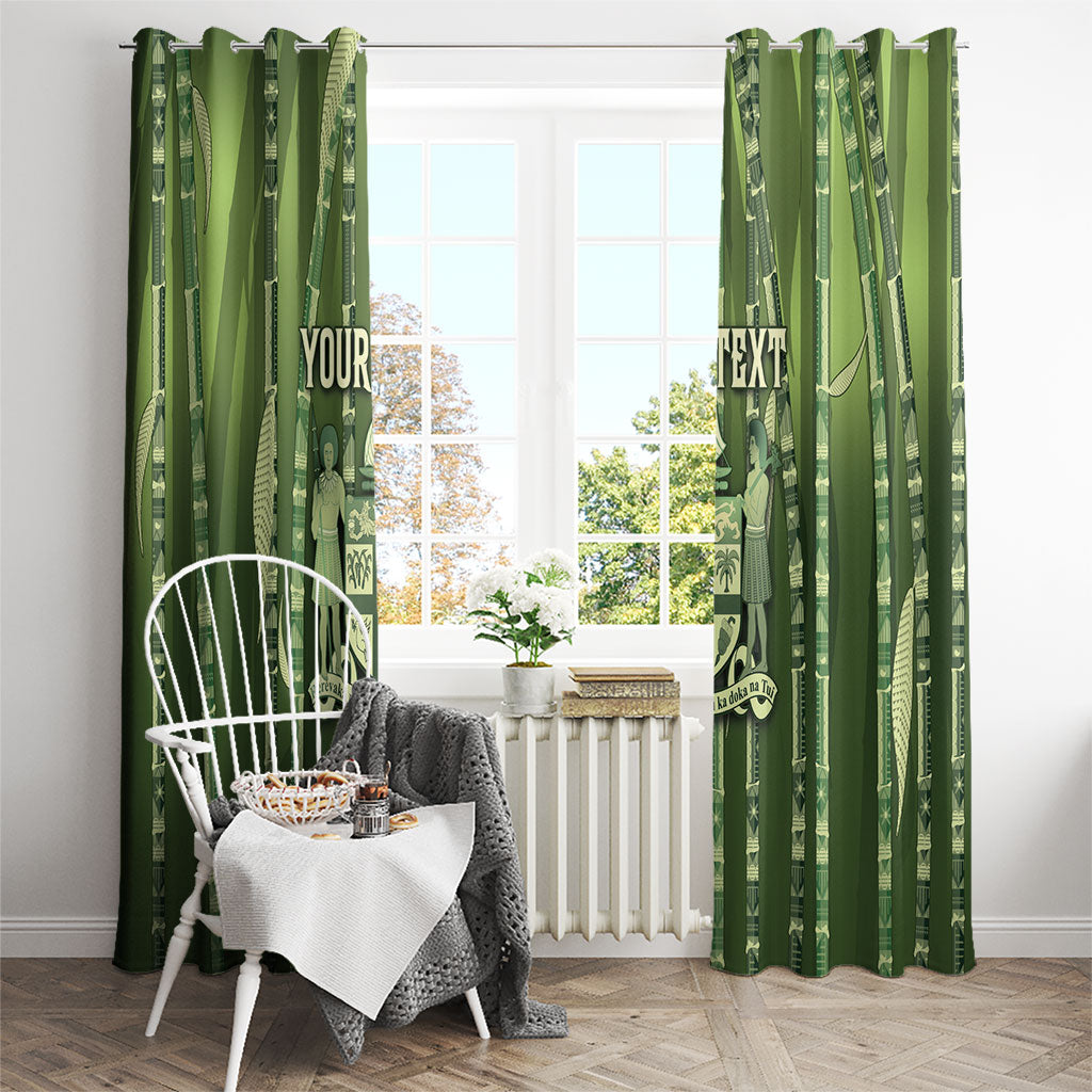 Personalised Fiji Language Week Sugarcane Masi Window Curtain Green Tapa Tribal Pattern