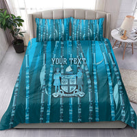Personalised Fiji Language Week Sugarcane Masi Bedding Set Blue Tapa Tribal Pattern
