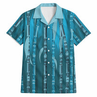 Personalised Fiji Language Week Sugarcane Masi Hawaiian Shirt Blue Tapa Tribal Pattern