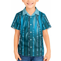 Personalised Fiji Language Week Sugarcane Masi Hawaiian Shirt Blue Tapa Tribal Pattern