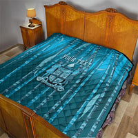 Personalised Fiji Language Week Sugarcane Masi Quilt Blue Tapa Tribal Pattern