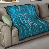 Personalised Fiji Language Week Sugarcane Masi Quilt Blue Tapa Tribal Pattern