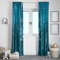 Personalised Fiji Language Week Sugarcane Masi Window Curtain Blue Tapa Tribal Pattern