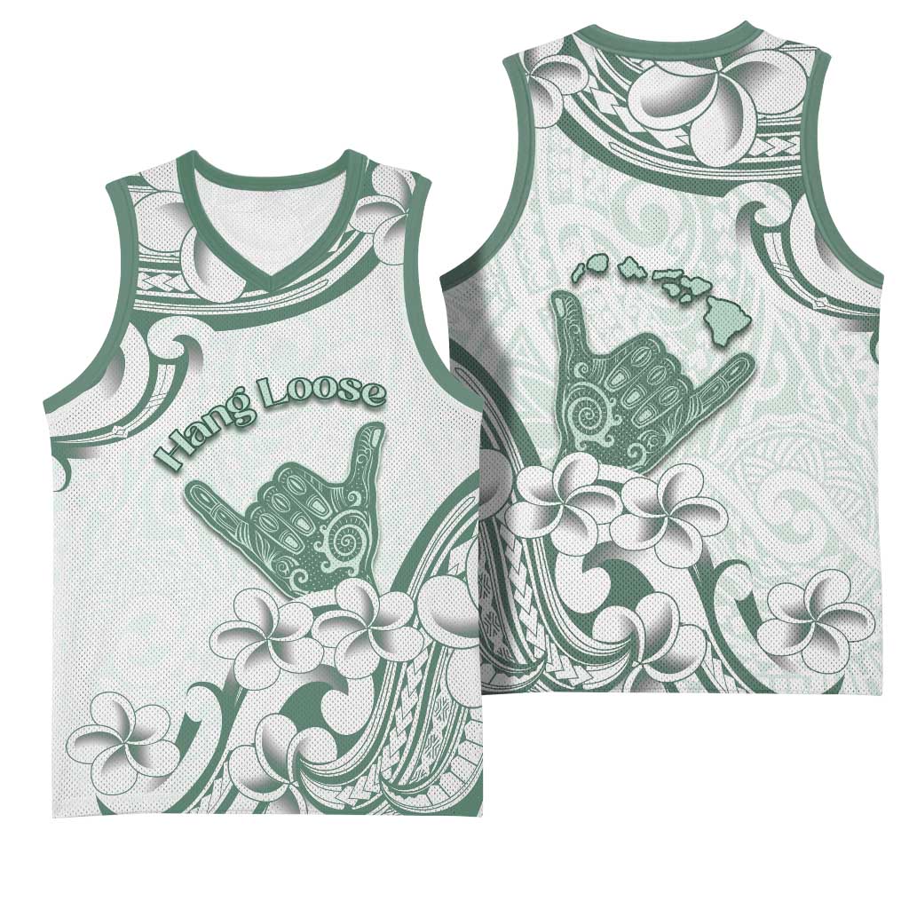 Aloha Hawaii Shaka Basketball Jersey Hang Loose Mint Version - Polynesian Pride