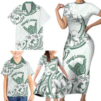 Aloha Hawaii Shaka Family Matching Short Sleeve Bodycon Dress and Hawaiian Shirt Hang Loose Mint Version DT05 - Polynesian Pride