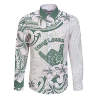 Aloha Hawaii Shaka Family Matching Short Sleeve Bodycon Dress and Hawaiian Shirt Hang Loose Mint Version DT05 Dad's Shirt - Long Sleeve Mint - Polynesian Pride