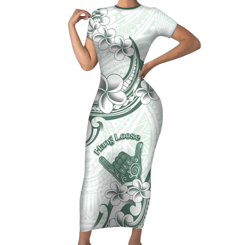 Aloha Hawaii Shaka Family Matching Short Sleeve Bodycon Dress and Hawaiian Shirt Hang Loose Mint Version DT05 Mom's Dress Mint - Polynesian Pride