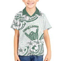 Aloha Hawaii Shaka Family Matching Short Sleeve Bodycon Dress and Hawaiian Shirt Hang Loose Mint Version DT05 Son's Shirt Mint - Polynesian Pride
