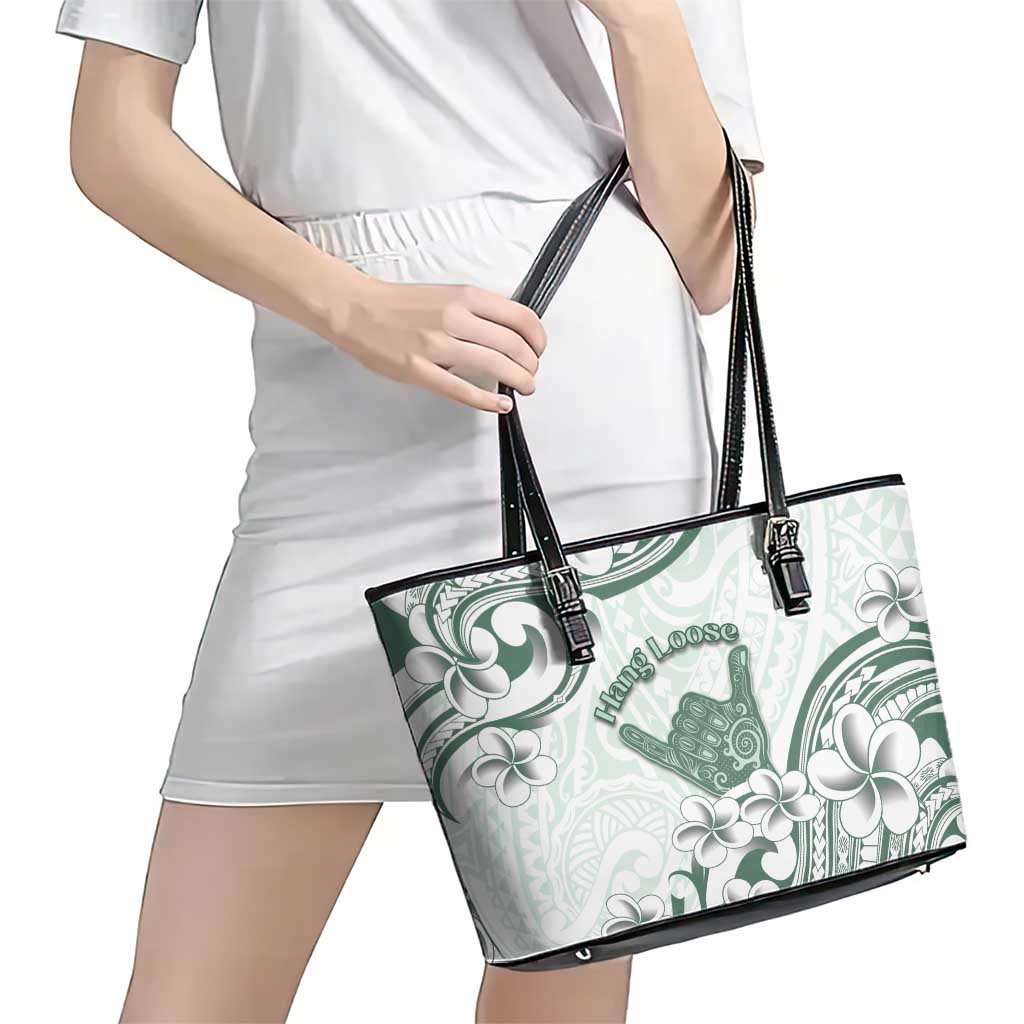 Aloha Hawaii Shaka Leather Tote Bag Hang Loose Mint Version - Polynesian Pride