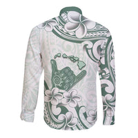 Aloha Hawaii Shaka Long Sleeve Button Shirt Hang Loose Mint Version - Polynesian Pride