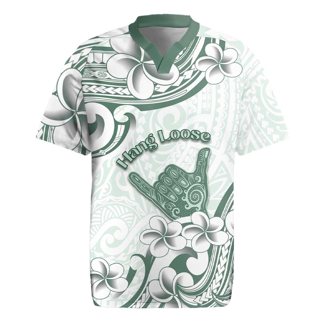Aloha Hawaii Shaka Rugby Jersey Hang Loose Mint Version - Polynesian Pride