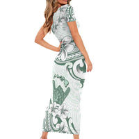 Aloha Hawaii Shaka Short Sleeve Bodycon Dress Hang Loose Mint Version - Polynesian Pride