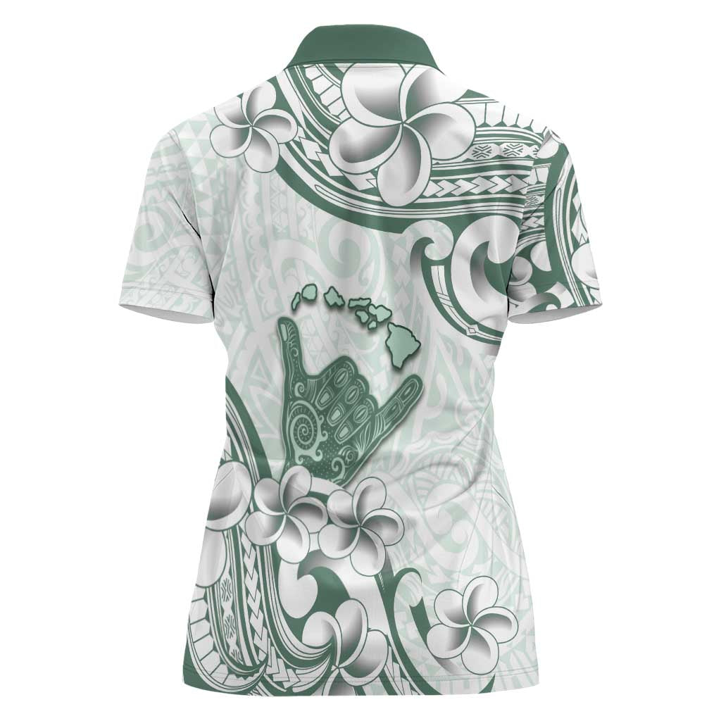 Aloha Hawaii Shaka Women Polo Shirt Hang Loose Mint Version - Polynesian Pride