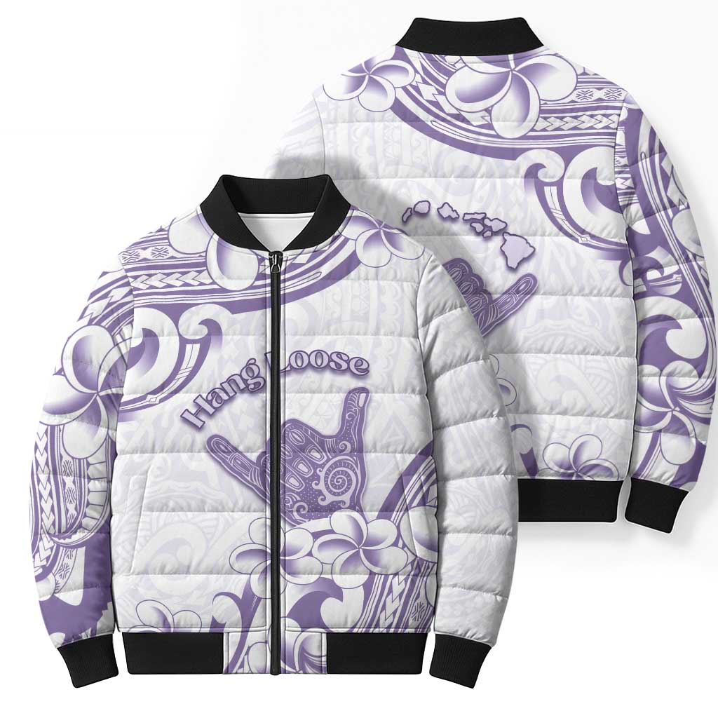 Aloha Hawaii Shaka Bomber Puffer Jacket Hang Loose Purple Version - Polynesian Pride