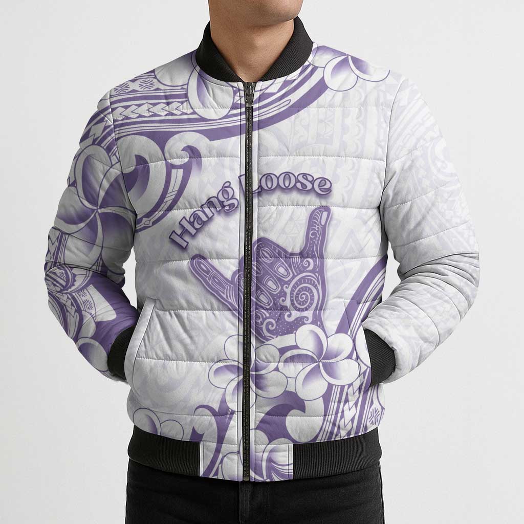 Aloha Hawaii Shaka Bomber Puffer Jacket Hang Loose Purple Version - Polynesian Pride
