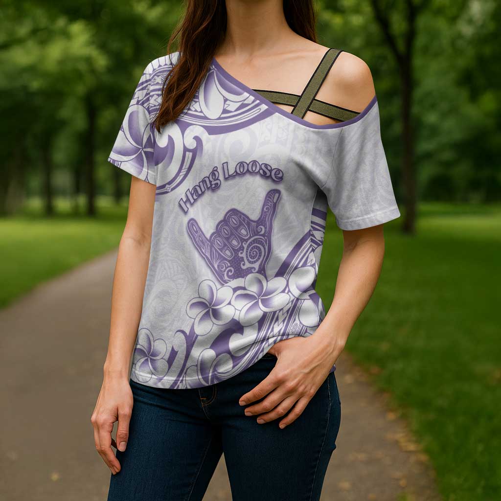 Aloha Hawaii Shaka Cross Shoulder Shirt Hang Loose Purple Version - Polynesian Pride