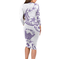 Aloha Hawaii Shaka Family Matching Long Sleeve Bodycon Dress and Hawaiian Shirt Hang Loose Purple Version DT05 - Polynesian Pride