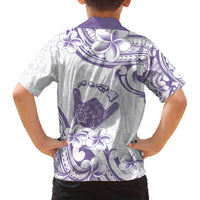 Aloha Hawaii Shaka Family Matching Off The Shoulder Long Sleeve Dress and Hawaiian Shirt Hang Loose Purple Version DT05 - Polynesian Pride