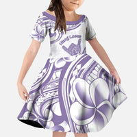 Aloha Hawaii Shaka Family Matching Off The Shoulder Long Sleeve Dress and Hawaiian Shirt Hang Loose Purple Version DT05 Daughter's Dress Purple - Polynesian Pride