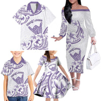 Aloha Hawaii Shaka Family Matching Off The Shoulder Long Sleeve Dress and Hawaiian Shirt Hang Loose Purple Version DT05 - Polynesian Pride
