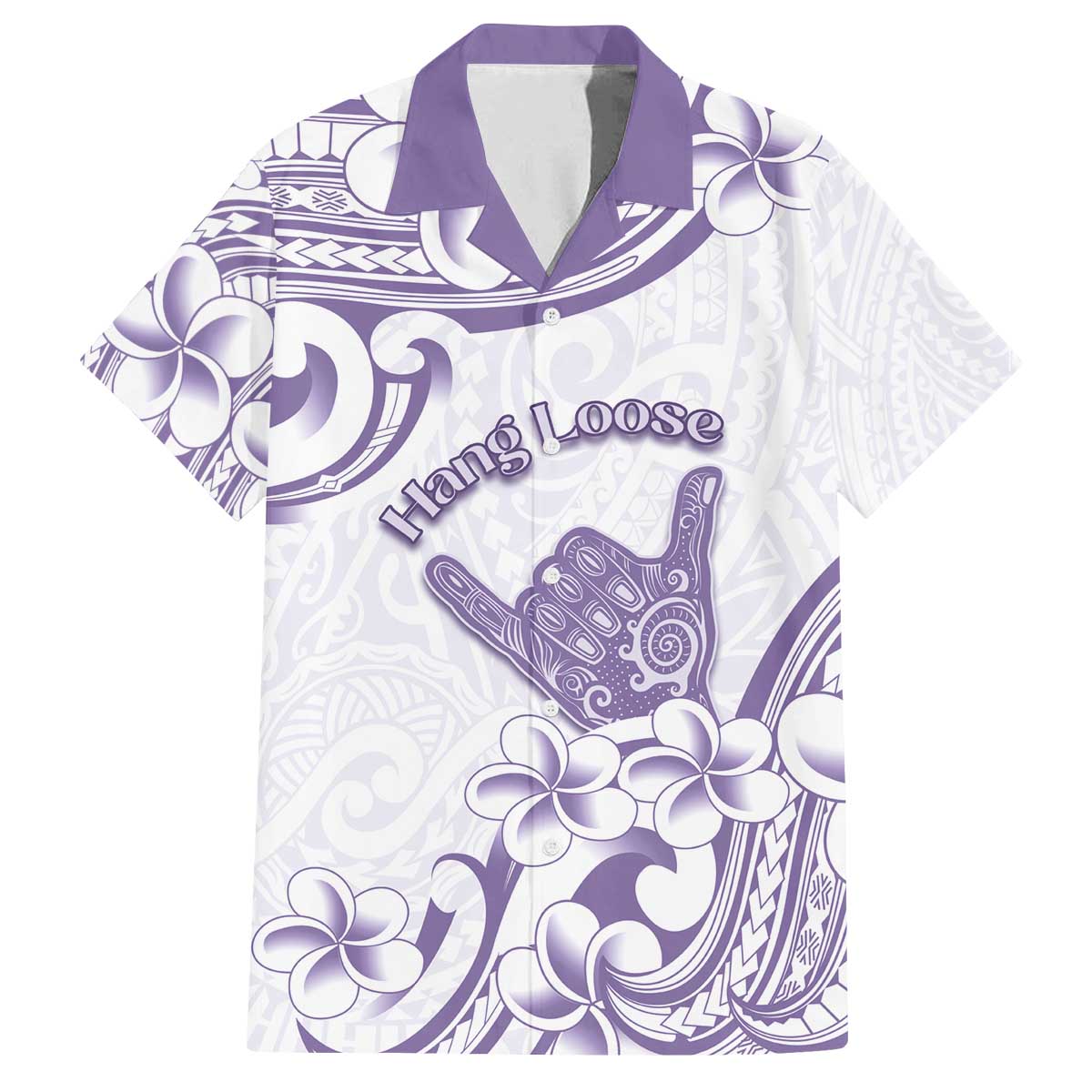 Aloha Hawaii Shaka Family Matching Off The Shoulder Long Sleeve Dress and Hawaiian Shirt Hang Loose Purple Version DT05 Dad's Shirt - Short Sleeve Purple - Polynesian Pride