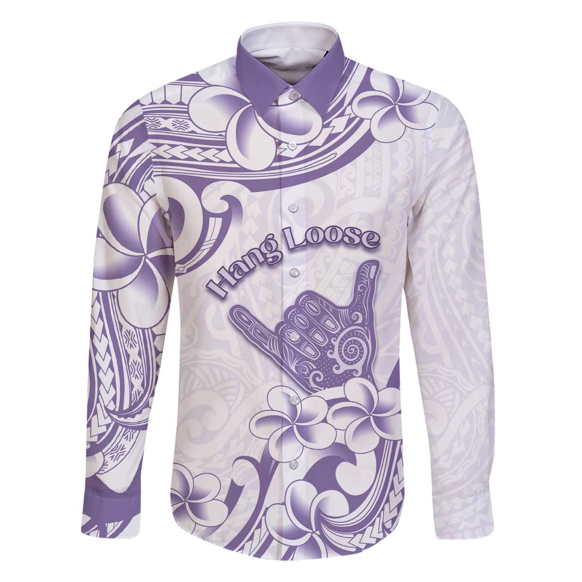 Aloha Hawaii Shaka Family Matching Off The Shoulder Long Sleeve Dress and Hawaiian Shirt Hang Loose Purple Version DT05 Dad's Shirt - Long Sleeve Purple - Polynesian Pride