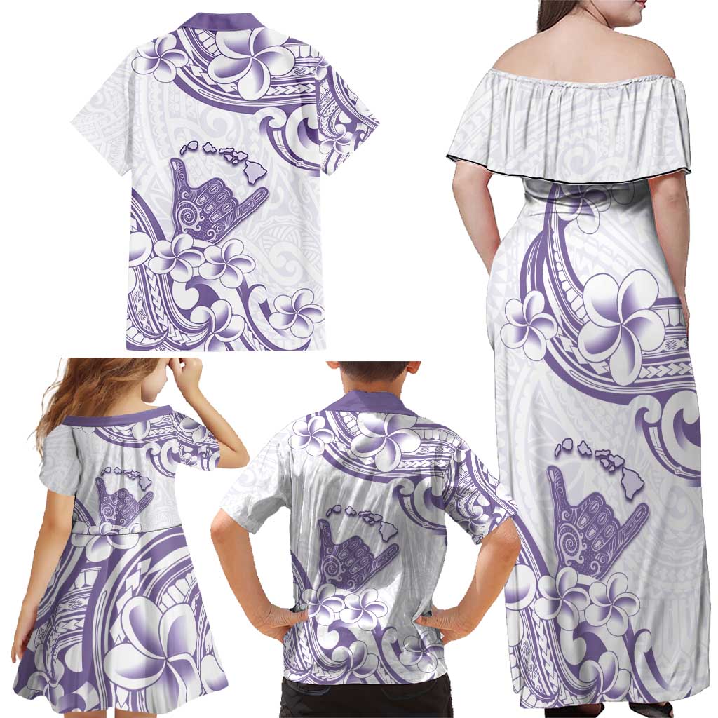 Aloha Hawaii Shaka Family Matching Off Shoulder Maxi Dress and Hawaiian Shirt Hang Loose Purple Version DT05 - Polynesian Pride