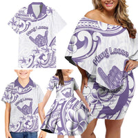Aloha Hawaii Shaka Family Matching Off Shoulder Short Dress and Hawaiian Shirt Hang Loose Purple Version DT05 - Polynesian Pride