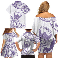Aloha Hawaii Shaka Family Matching Off Shoulder Short Dress and Hawaiian Shirt Hang Loose Purple Version DT05 - Polynesian Pride