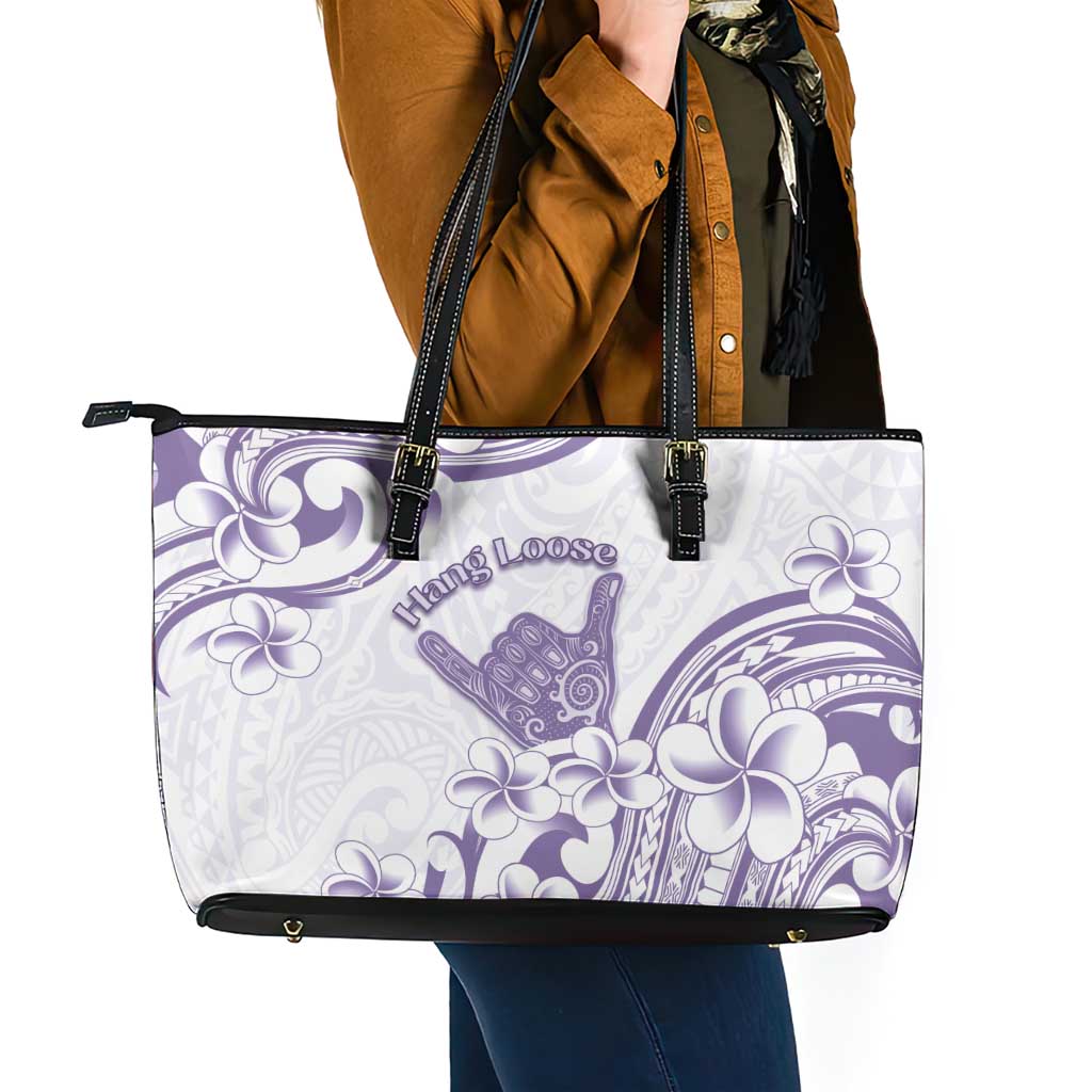 Aloha Hawaii Shaka Leather Tote Bag Hang Loose Purple Version - Polynesian Pride
