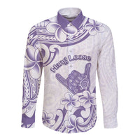 Aloha Hawaii Shaka Long Sleeve Button Shirt Hang Loose Purple Version - Polynesian Pride