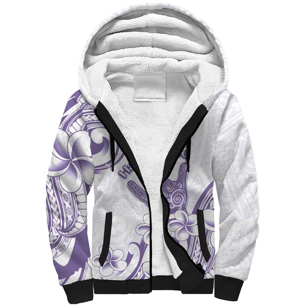 Aloha Hawaii Shaka Sherpa Hoodie Hang Loose Purple Version - Polynesian Pride