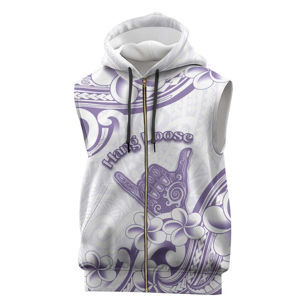 Aloha Hawaii Shaka Sleeveless Zip Hoodie Hang Loose Purple Version - Polynesian Pride