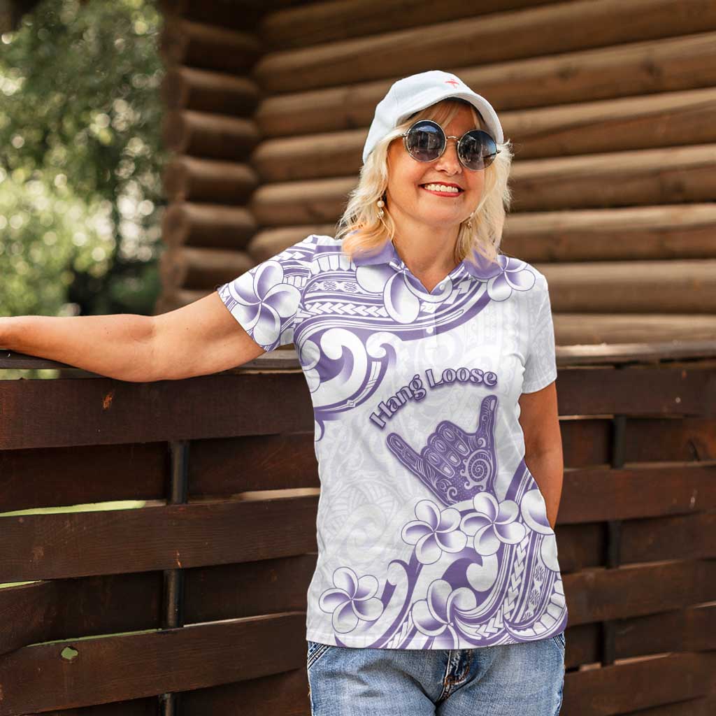 Aloha Hawaii Shaka Women Polo Shirt Hang Loose Purple Version - Polynesian Pride