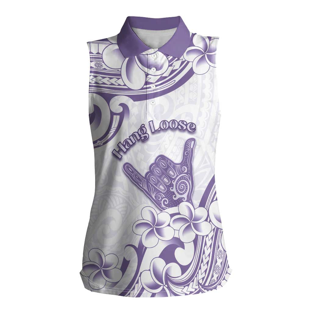 Aloha Hawaii Shaka Women Sleeveless Polo Shirt Hang Loose Purple Version - Polynesian Pride