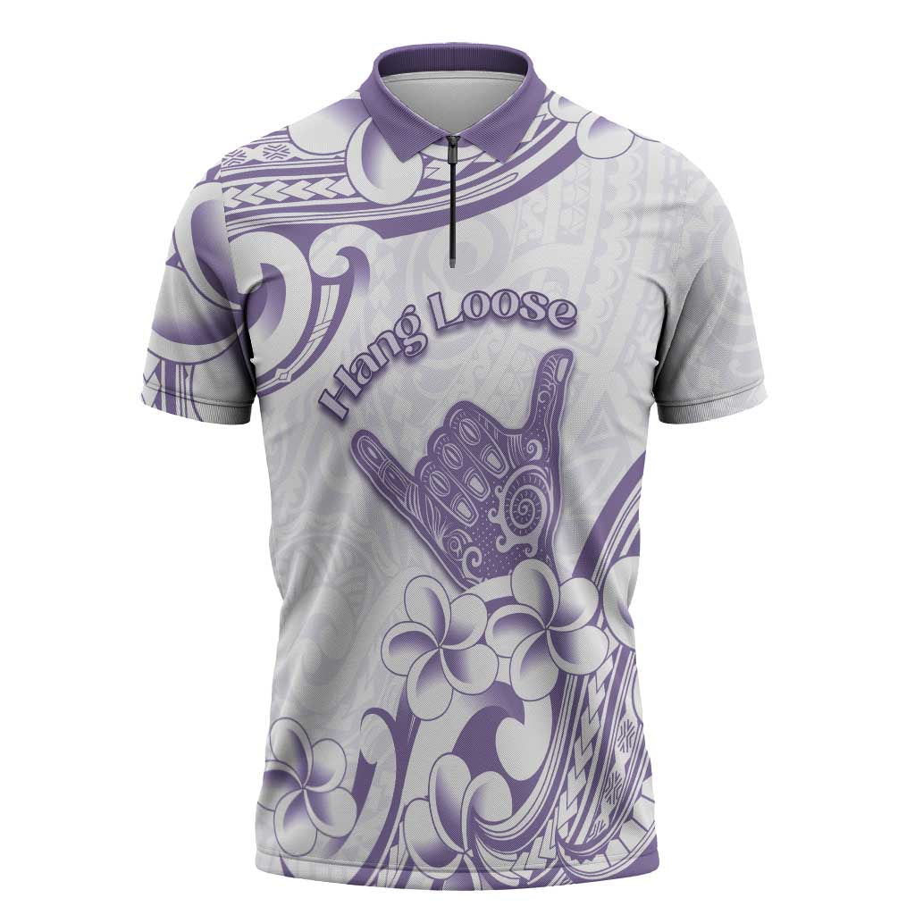 Aloha Hawaii Shaka Zipper Polo Shirt Hang Loose Purple Version DT05 Purple - Polynesian Pride