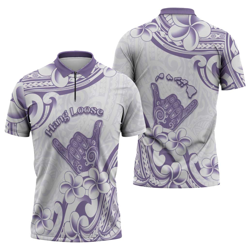 Aloha Hawaii Shaka Zipper Polo Shirt Hang Loose Purple Version DT05 - Polynesian Pride