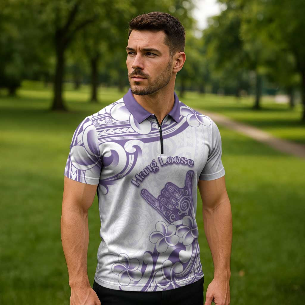 Aloha Hawaii Shaka Zipper Polo Shirt Hang Loose Purple Version DT05 - Polynesian Pride