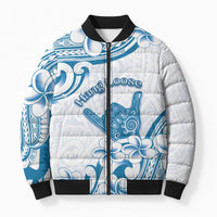 Aloha Hawaii Shaka Bomber Puffer Jacket Hang Loose Blue Version - Polynesian Pride
