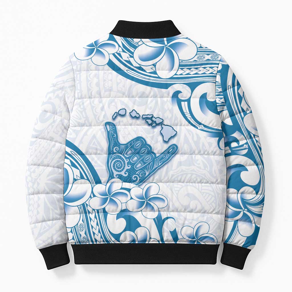 Aloha Hawaii Shaka Bomber Puffer Jacket Hang Loose Blue Version - Polynesian Pride