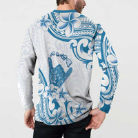 Aloha Hawaii Shaka Button Sweatshirt Hang Loose Blue Version - Polynesian Pride