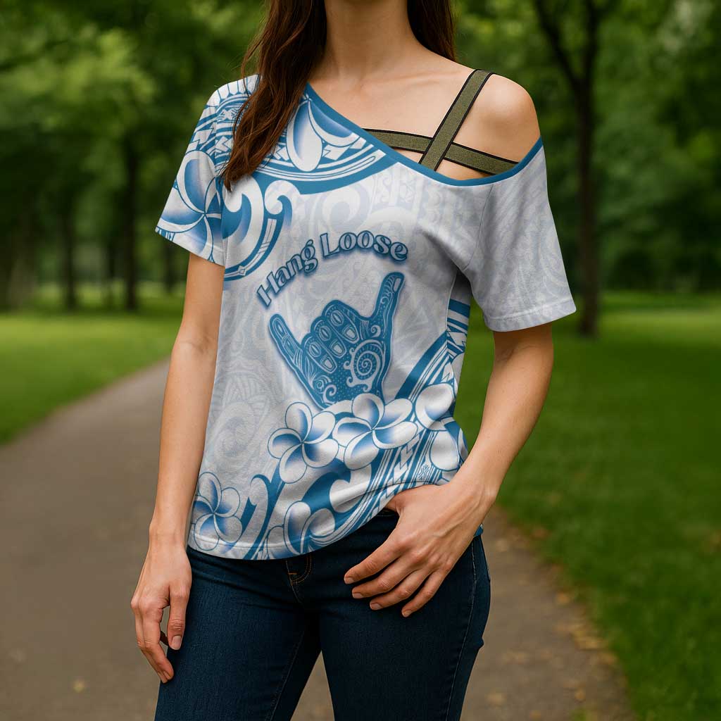 Aloha Hawaii Shaka Cross Shoulder Shirt Hang Loose Blue Version - Polynesian Pride