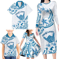 Aloha Hawaii Shaka Family Matching Long Sleeve Bodycon Dress and Hawaiian Shirt Hang Loose Blue Version DT05 - Polynesian Pride