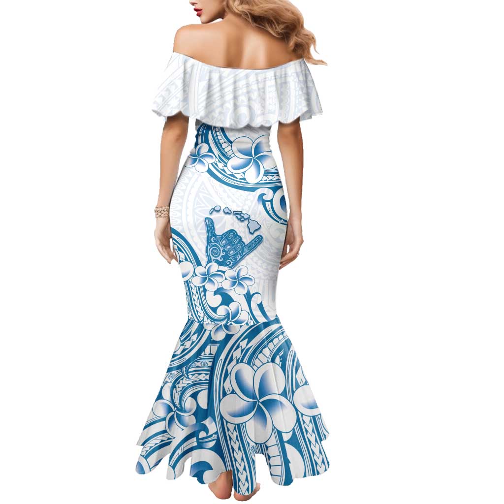 Aloha Hawaii Shaka Family Matching Mermaid Dress and Hawaiian Shirt Hang Loose Blue Version DT05 - Polynesian Pride