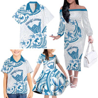 Aloha Hawaii Shaka Family Matching Off The Shoulder Long Sleeve Dress and Hawaiian Shirt Hang Loose Blue Version DT05 - Polynesian Pride