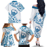 Aloha Hawaii Shaka Family Matching Off The Shoulder Long Sleeve Dress and Hawaiian Shirt Hang Loose Blue Version DT05 - Polynesian Pride