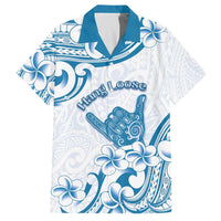 Aloha Hawaii Shaka Family Matching Off The Shoulder Long Sleeve Dress and Hawaiian Shirt Hang Loose Blue Version DT05 Dad's Shirt - Short Sleeve Blue - Polynesian Pride