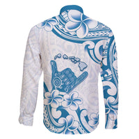 Aloha Hawaii Shaka Family Matching Off The Shoulder Long Sleeve Dress and Hawaiian Shirt Hang Loose Blue Version DT05 - Polynesian Pride